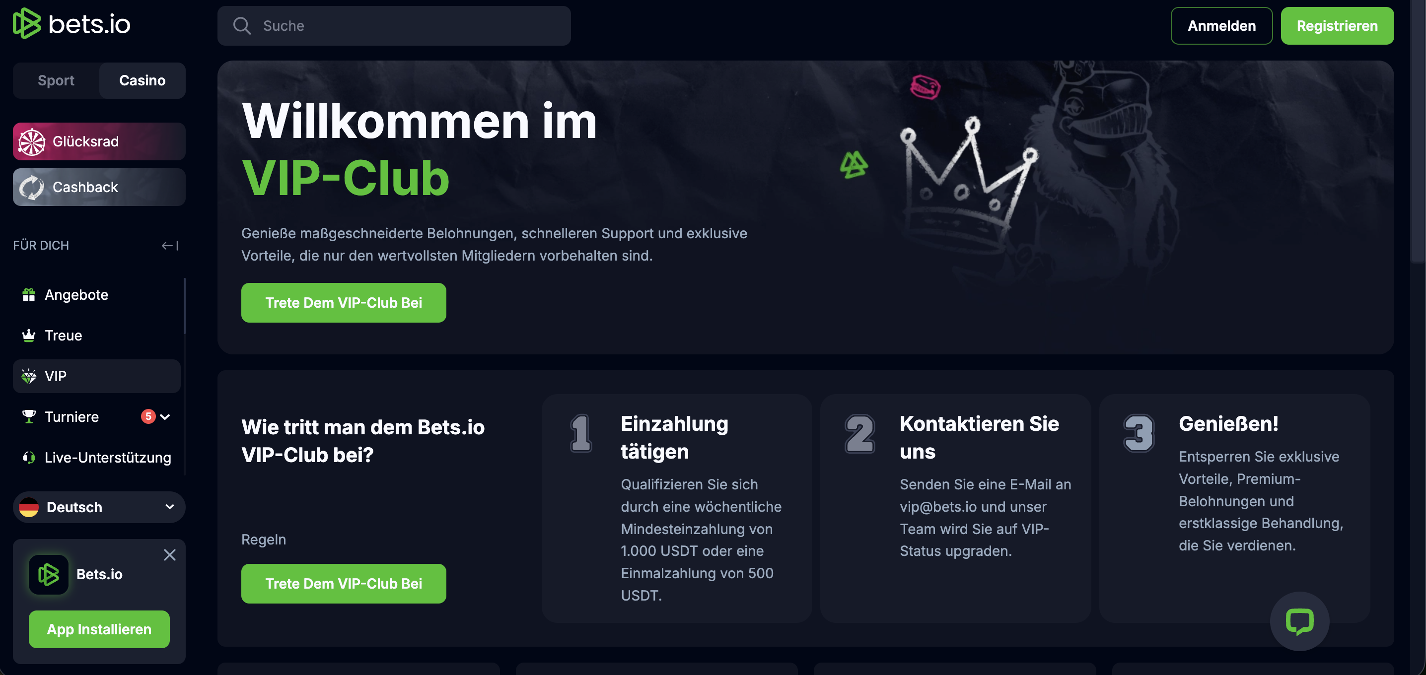 Bets.io VIP Club Benefits